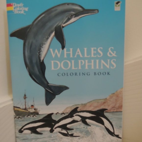 Whales and Dolphins Coloring Book Dover Nature Coloring Book June 1 1990 NEW - Picture 1 of 3